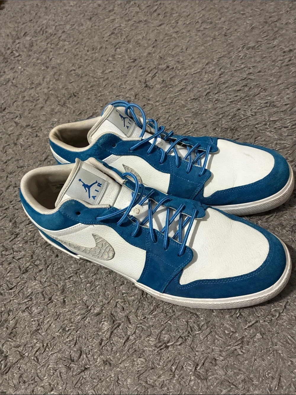 Jordan Blue and White Low-Top Sneakers
